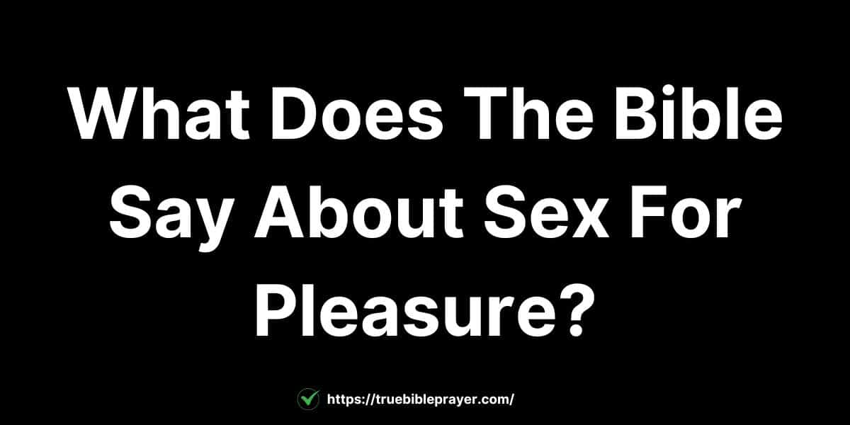 What Does The Bible Say About Sex For Pleasure?
